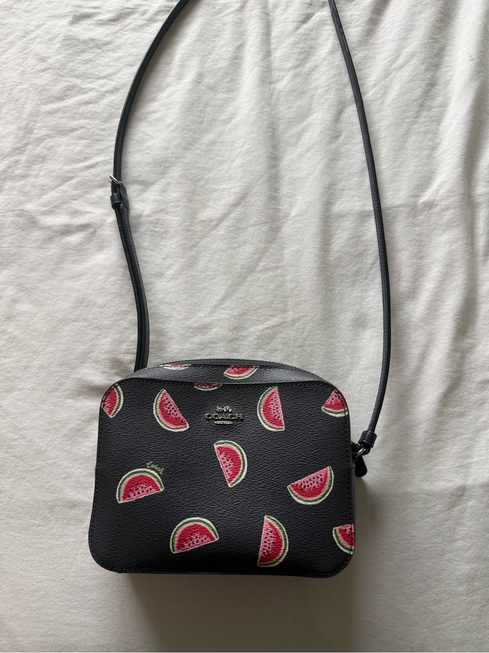 Coach Crossbody Bag with Watermelon Print (Navy/dark blue with watermelon print)